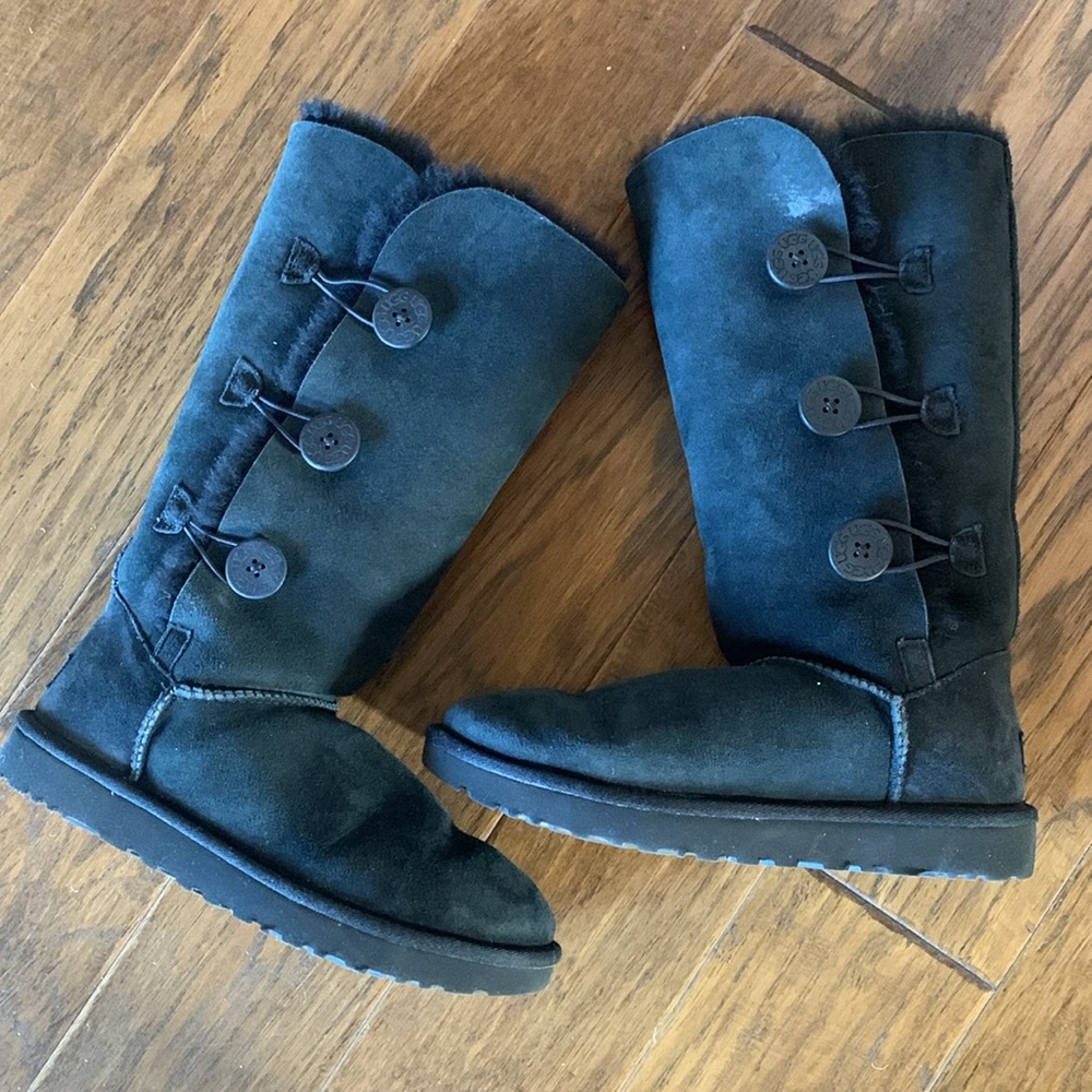 Ugg Black Tall Bailey Button Boots Size 10